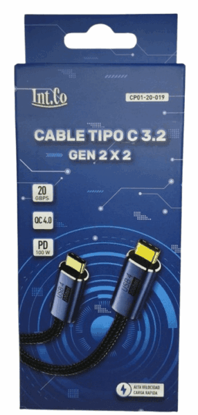 Cable USB 3.2 Thunderbolt 3 Gen 2x2 Tipo C Mallado x 1m - CP01-20-019 - Image 2
