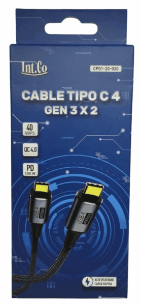 Cable USB4 Thunderbolt 4 Gen 3x2 Tipo C Mallado x 1m - CP01-20-020 - Image 2