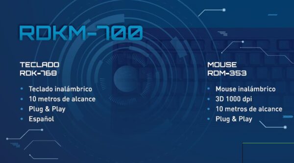 Combo Mouse & Teclado Inalámbrico - RDKM-700 - Image 2