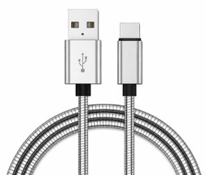 Cable USB-A a USB-C metálico plateado — 09-083C